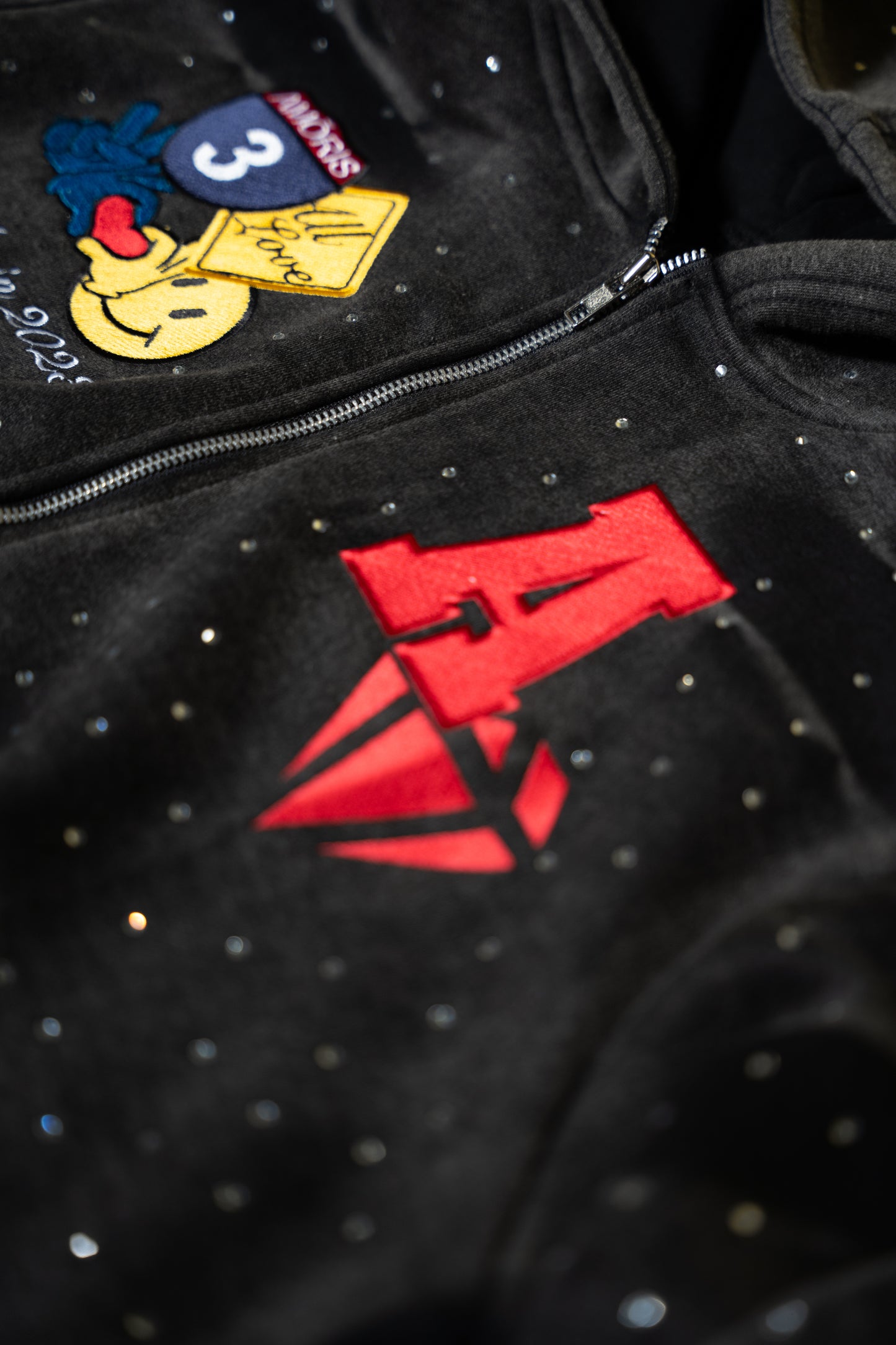 Rhinestone Zip up Jacket