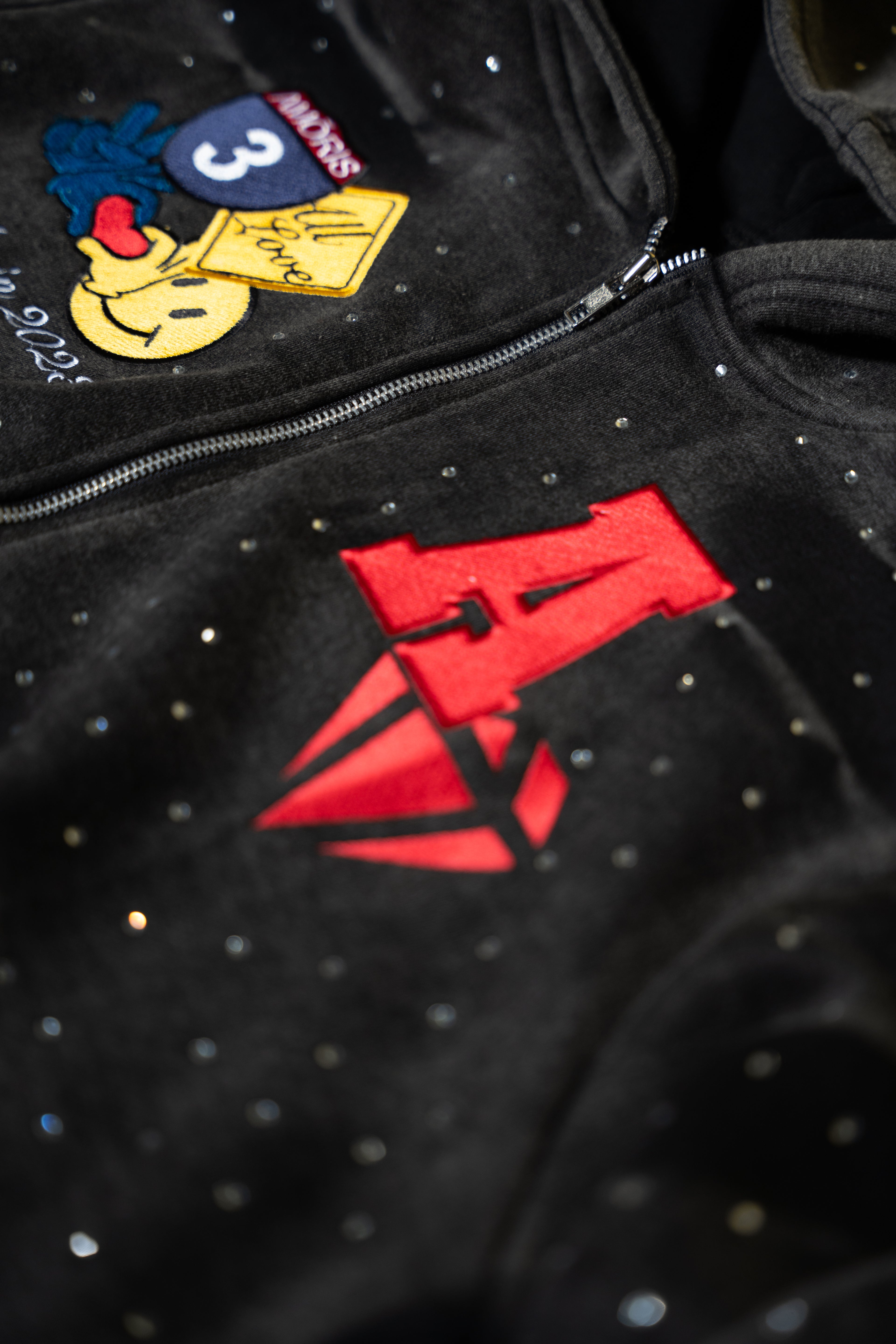 Rhinestone Zip up Jacket